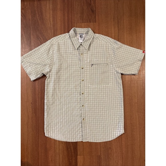 The North Face Other - North Face Men's Med Short Sleeve Hiking Outdoor Shirt Green Plaid Poly Blend